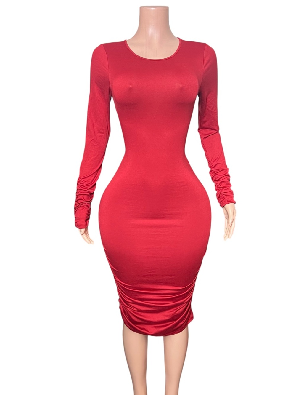 NWOT Heart & Hips Red Long Sleeve Bodycon Midi Dress